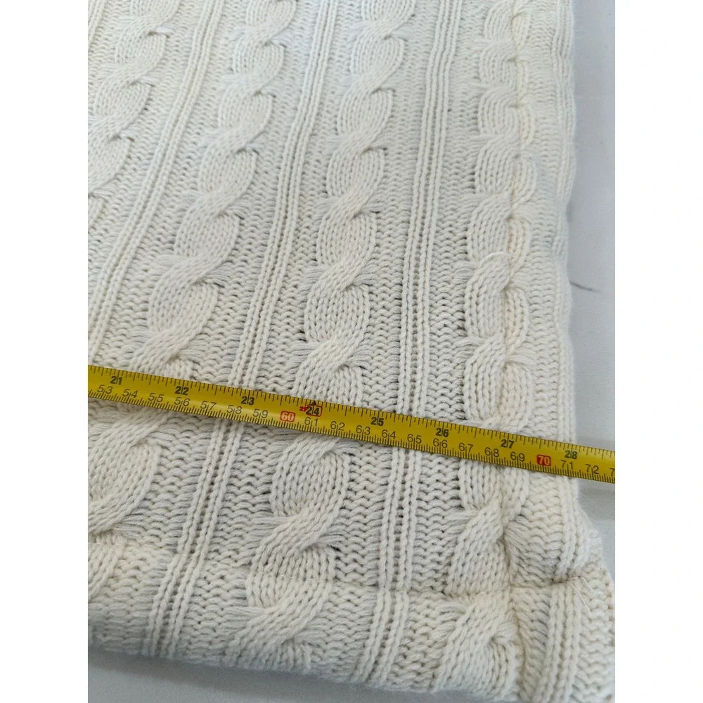 Restoration Hardware Baby Child Faux Fur Cable Knit Blanket‎ Cream Leopard Print